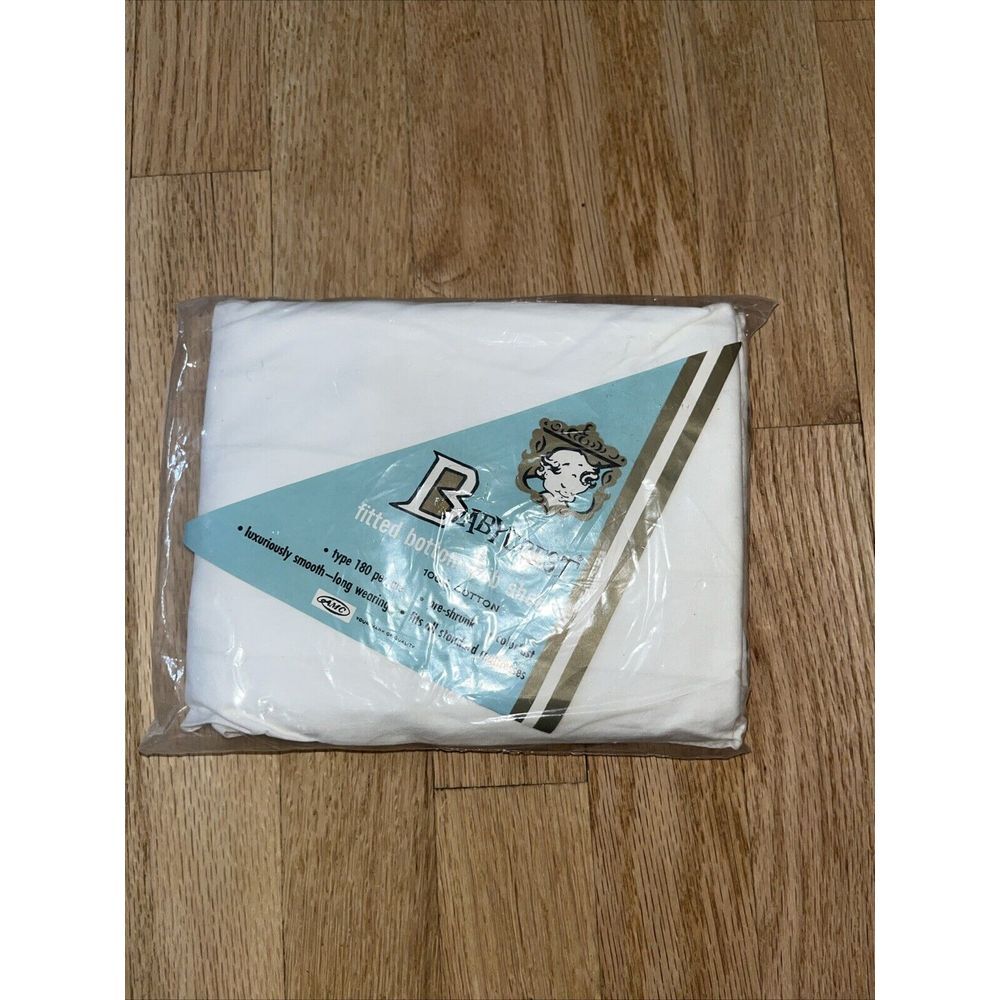 Vintage Babycrest Fitted Crib Sheet White Cotton USA New In Package 180‎ Percale